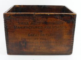 Eley small arms ammunition transportation crate: Mid-20th Century, one long side stencilled '