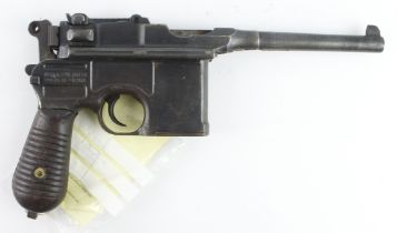 German Mauser 7.63 semi-automatic Model C96 commercial 'broom handle' pistol: Serial no. 736963