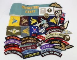 Assortment of British WW2 / Post War Airborne badges, wings, shoulder titles and armband. (no