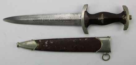 German 3rd Reich SA Dagger with scabbard, blade maker marked 'Bontgen & Sabin Solingen'. Complete