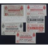 Bradbury Forgeries (6), contemporary 10 Shillings FORGERY, hand drawn and stuck to card, a few