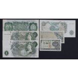 ERROR Page 1 Pound issued 1970 (2), a consecutively numbered pair with one note missing most of