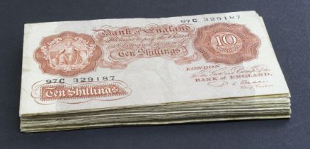 Beale 10 Shillings (B265) issued 1950 (39), a bundle from circulation (B265 & B266, Pick368b)