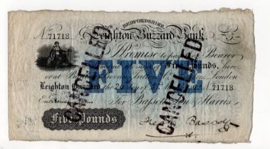 Leighton Buzzard Bank, Bedfordshire, 5 Pounds dated 2nd March 1893, serial No. 71718 for Bassett,