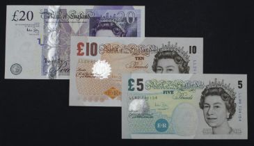 Bailey (3), a group of REPLACEMENT note 'LL' prefix, 20 Pounds issued 2007, serial LL24 989167 (