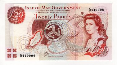 Isle of Man 20 Pounds not dated issued 1991, signed J.A. Cashen, split prefix VERY HIGH number