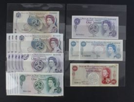 Isle of Man (20), Garvey 10 Shillings 1961, Dawson 50 Pence (2) 1979, 1 Pound 1979, 1 Pound (6)