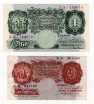Catterns (2), 1 Pound issued 1930 serial X31 783853 (B225, Pick363b), 10 Shillings issued 1930