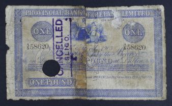 Ireland, Provincial Bank of Ireland Limited, 1 Pound dated 1 April 1903, serial number A/5 58620 (