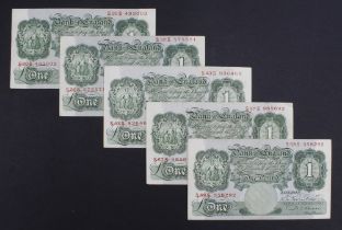 Beale 1 Pound (B269) issued 1950 (5), a collection of REPLACEMENT notes, prefixes S30S, S32S,