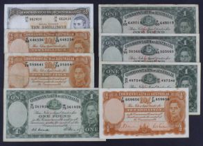 Australia (8), a group including 7 with King George VI portrait, 10 Shillings issued 1939 signed