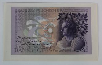 Bradbury Wilkinson promotional and advertising note 1969, Sir Isaac Newton at right, Uncirculated