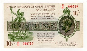 Warren Fisher 10 Shillings (T30) issued 1922 serial R/91 998720 (T30, Pick358) VF