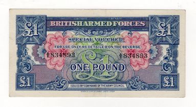 British Armed Forces 1 Pound issued 1946, First Series, serial A/2 834893 (PickM15a) EF and