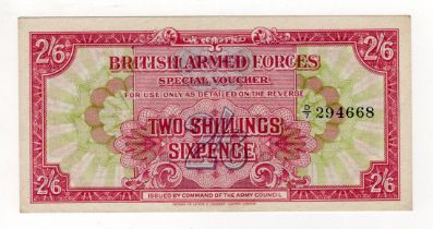 British Armed Forces 2 Shillings 6 Pence not dated first series issued 1946, serial D/7 294668 (