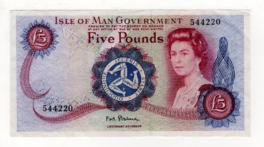 Isle of Man 5 Pounds issued 1972, signed P.H.G. Stallard, FIRST series, serial No. 544220 (IMPM