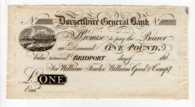Dorsetshire General Bank 1 Pound 180x unissued, for William Fowler, William Good & Compy with no