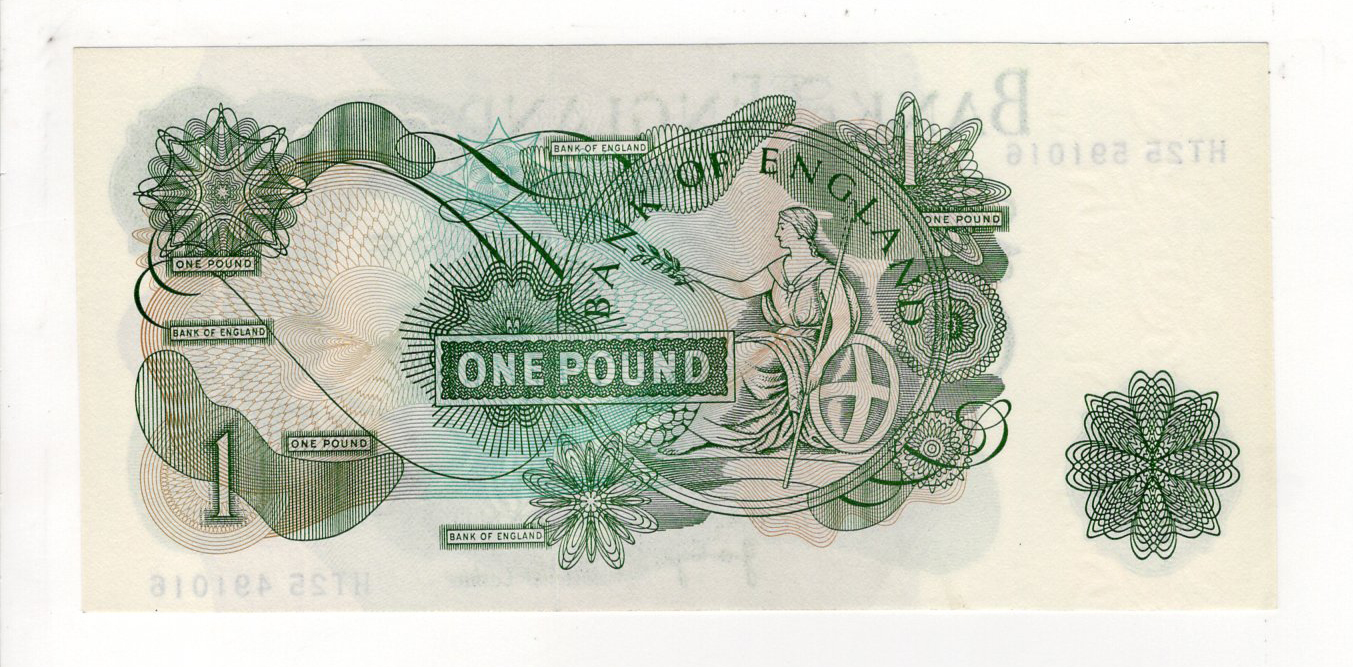 ERROR Page 1 Pound issued 1970, mismatched serial numbers HT25 591016 & HT25 491016 (B322, Pick374g) - Image 2 of 2