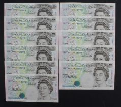 Gill 5 Pounds (B357) issued 1990 (11), a consecutively numbered run of 6 notes, 2 x consecutively
