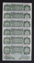 Beale 1 Pound (B268) issued 1950 (6), a group of high grade notes, prefixes H27C, H85C, J55C,