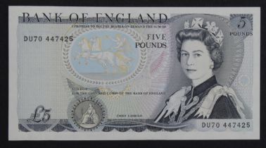 ERROR Somerset 5 Pounds issued 1980, error missing signature along with a Bank of England letter
