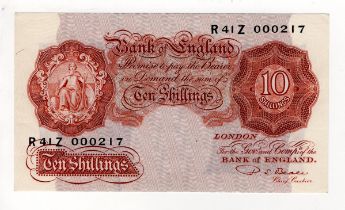 Beale 10 Shillings (B266) issued 1950, LOW serial number, serial R41Z 000217 (B266, Pick368b)