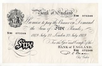 Beale 5 Pounds (B270) dated 23rd July 1949, serial N96 075348 (B270, Pick344) original EF