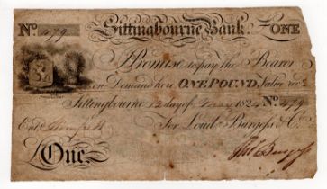 Sittingbourne Bank 1 Pound dated 12th May 1824, serial no. 479 for Loud, Burgess & Co. (Outing1969a)