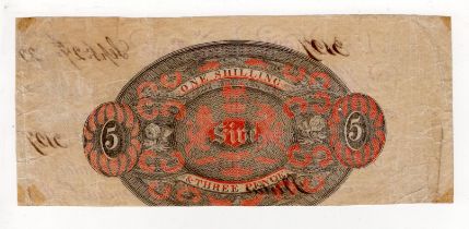 Woodbridge Bank 5 Pounds dated 27th September 1822, serial no. 3127 for Dykes, Alexander, Saml.