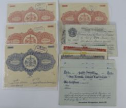 Burma Savings Certificates (7) various denominations, India Jodhpur State receipt/revenue with Court