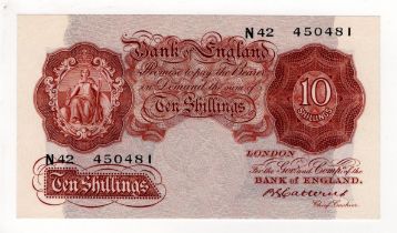 Catterns 10 Shillings (B223) issued 1930, serial N42 450481 (B223, Pick362b) Uncirculated and rare