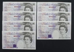 Gill 20 Pounds (B358) issued 1991 (7), a consecutively numbered run of FIRST SERIES notes, serial