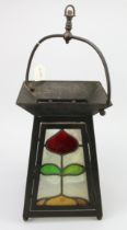 Stained glass lantern (slight damage), total height 51cm approx. (buyer collects)