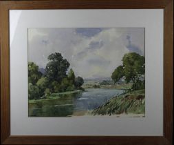 Parker. Cyril Victor (1897-1984), watercolour of a river landscape signed lower left. Image size