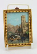 Italian oil portrait miniature, depicting Isola Bella, Lago Maggiore, circa 1840, unsigned,