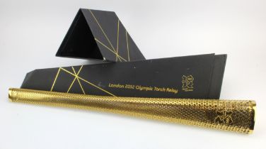 London 2012 Olympic Games Bearer's Torch of tapering triangular form, gold coloured, bearing the