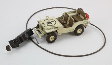 Arnold. Tinplate Military jeep by Arnold, with controller, jeep length 17.5cm approx. (working at