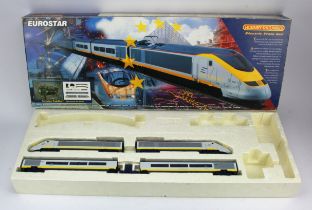 Hornby. A boxed (incomplete) Hornby OO gauge 'Eurostar 4 Car set' (R816, missing the controller &