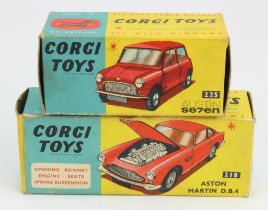 Corgi Toys. Two original Corgi Toys boxes, comprising no. 218 'Aston Martin D.B.4' & no. 225 'Austin