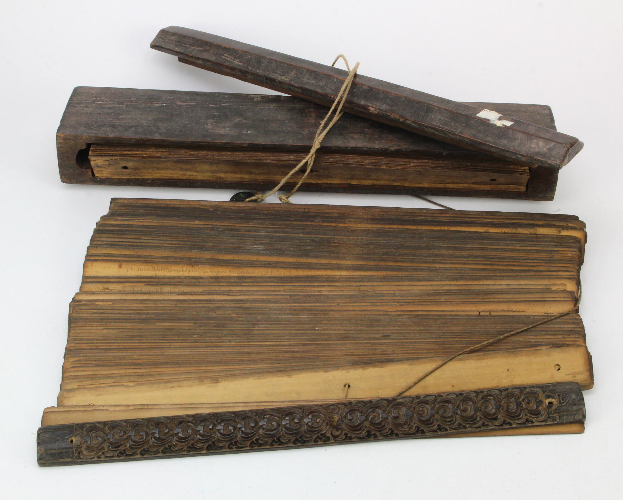 Two Palm Leaf Manuscripts, circa 19th Century (possibly earlier), both double-sided, length 39cm &