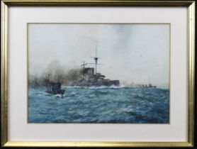 Birchall W.M (British, 1884-1941). Marine watercolour titles "The Empires Battle Days". Image