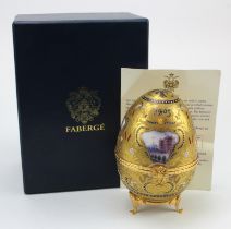 Faberge Limoges 'Peter the Great' porcelain egg, ornately decorated, makers marks to base, with