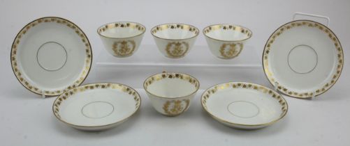 Sevres. A group of four Sevres tea cups & saucers, each cup with gilt monogram for Napoleon III,