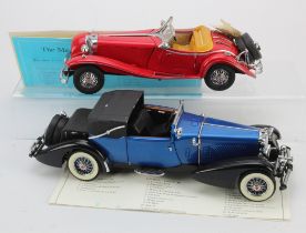 Franklin Mint. Two Franklin Mint diecast scale models, comprising Mercedes 500K Special Roadster &