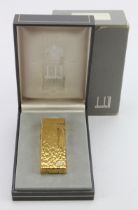 Dunhill gold plated lighter, contained in original case with outer cardboard packaging
