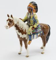 Beswick mounted Native American Indian Chief on a skewbald horse (no 1391), height 21.5cm approx.