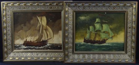 Pair of framed prints depicting Dutch seascapes, image size 24cm x 18.5cm approx.