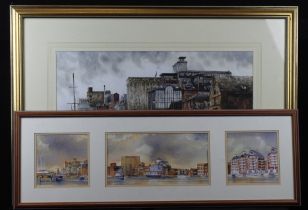 R. Siger. Watercolour depicting the Ipswich waterfront, made up of various buildings & boats, signed