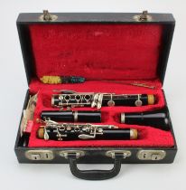 Clarinet. Four piece clarinet, stamped Cavendish (no. 1052765), contained in a fitted case