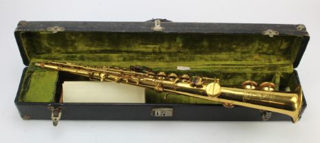 Selmer (Paris) Soprano saxophone modele 22 (no. 3597), with mouthpiece, total length 69cm approx.,